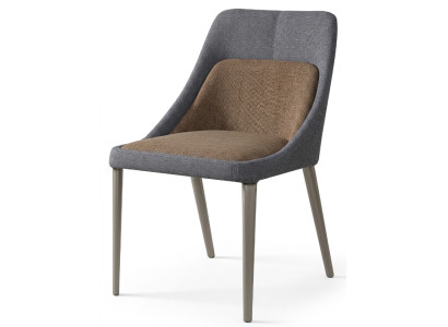 Design Stilvoller Esszimmerstuhl Braun Grau Zweifarbig Stoff Exklusiv