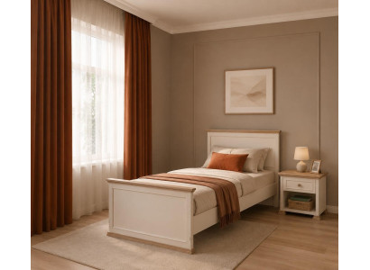Bett Nachttisch Beige Holz Modern Einzelbett Schlafzimmer