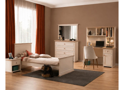 Bett Nachttisch Kommode Spiegel Schreibtisch Beige Schlafzimmer