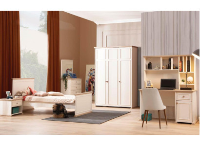Bett Nachttisch Schreibtisch Kleiderschrank Kommode Spiegel Beige