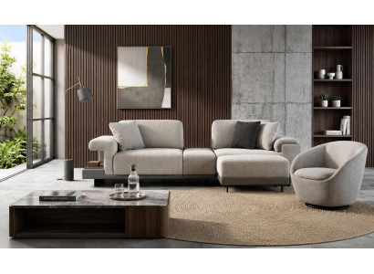 Elegantes Wohnzimmer Set mit modularem 3-Sitzer und Einzelsessel