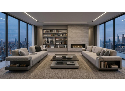 Wohnzimmer Set zwei modulare 3-Sitzer Sofas elegantes modernes Design