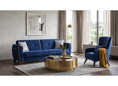 Blaues Wohnzimmer-Set Sofas Stoffsofas moderner Stil hohe Qualität
