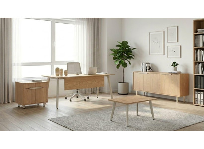Set Schreibtisch Sideboard Beige Kommode Couchtisch Hochwertig