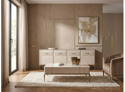 Sideboard Couchtisch Beige Modern Eleganter Fernsehschrank Set
