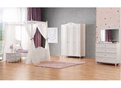 Jugendzimmer Set Himmelbett Kleiderschrank Kommode Spiegel