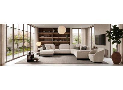 Modernes Designer Wohnzimmer Set L-Form Ecksofa Sessel Komplett