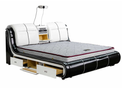 Modernes schwarz Luxus Multifunktionsbett mit Beamer komfortable Schlafzimmer