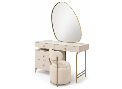 Schlafzimmer Set Schminktisch Sitzhocker Spiegel Modern Beige Elegant