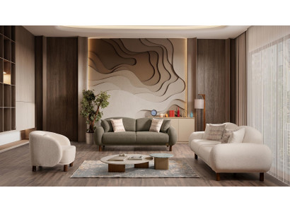 Creme-Khaki Wohnzimmergarnitur Sofas Stoffsofas modern