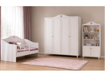 Kinderzimmer Kinderbett Kleiderschrank Bücherregal Weiß Modern