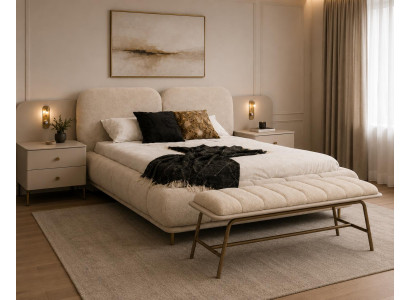 Schlafzimmer Set Bettanlage Bettbank Modern Beige Minimalistisch Fein
