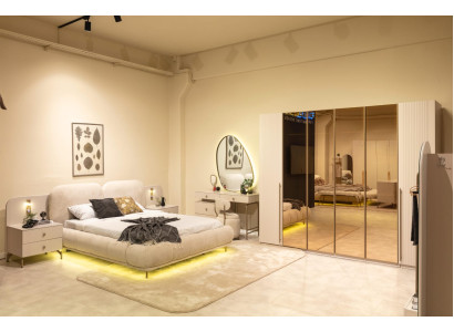 Schlafzimmer Set Bettanlage Kleiderschrank Schminkplatz Modern Hell