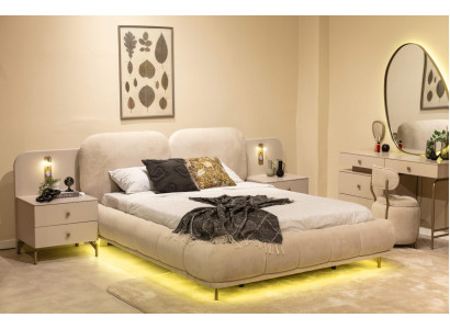 Schlafzimmer Set Bettanlage Schminkplatz Modern Beige Vielseitig Fein