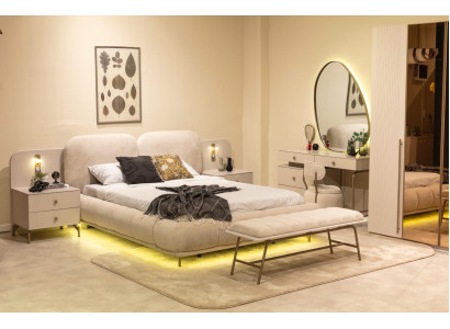 Schlafzimmer Set Bettanlage Schminkplatz Bettbank Modern Hell Luxuriös