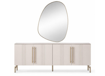 Esszimmer Set Kommode Spiegel Modern Beige Stilvoll Funktional Zeitlos