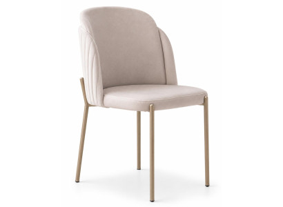 Esszimmerstuhl Modern Beige Bequem Luxuriös Samtig Gepolstert Dezent