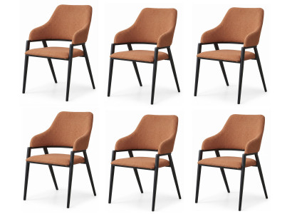 Ergonomischer Esszimmerstühle 6er Set Terrakotta Orange Textil Elegant