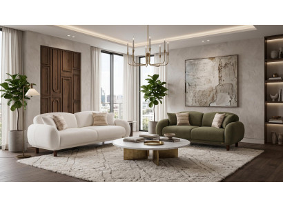 Beige-Khaki Wohnzimmer-Set Sofas Stoffsofas Designermöbel