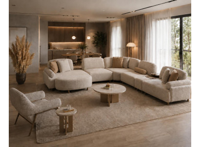 Modernes Designer-Wohnzimmer-Set Ecksofa L-Form Sessel