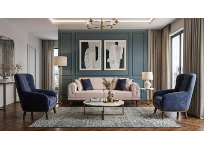 Blau-beiges Wohnzimmer-Set Sofas Stoffsofas modern Designermöbel