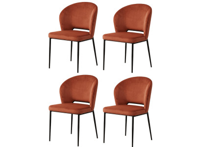 Stylischer Esszimmerstühle 4er Set Orange Terrakotta Textil Modern