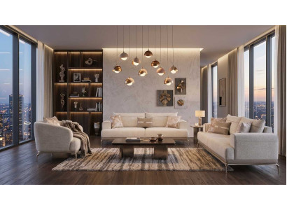 Sofa Set 3 Sitzer Sessel Beige Modern Luxus Bequem Couch