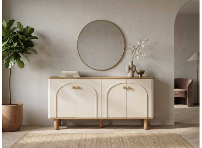 Sideboard Spiegel Beige Modern Luxus Kommode Wandspiegel Anrichte
