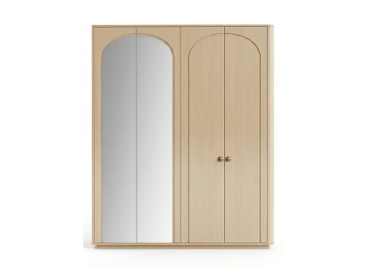 Kleiderschrank Spiegel Beige Modern Luxus Schrank Drehtürenschrank