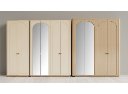 Kleiderschrank Set Spiegel Beige Modern Luxus Schrank Drehtür 2x
