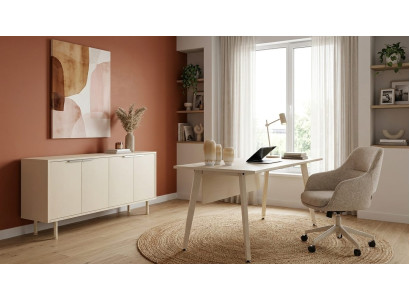 Set Schreibtisch Sideboard Modern Home Office Weiß Hochwertig