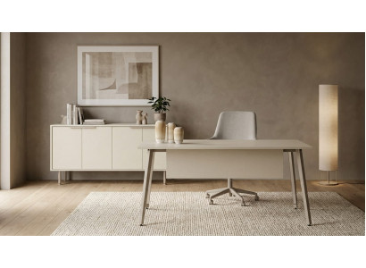 Büro Set Schreibtisch Weiß hochwertig Sideboard Holz Modern