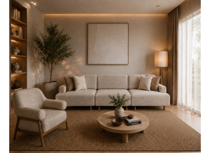 Modernes Wohnzimmer Set aus modularem 3-Sitzer und Einzelsessel