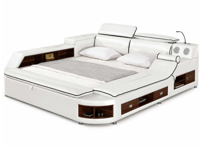 Elegantes Designerbett Weiß mit Stauraum USB und moderner Schlaftechnologie