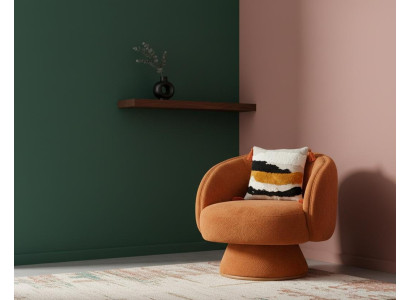 Moderner Drehsessel Boucle Terrakotta Wohnzimmer