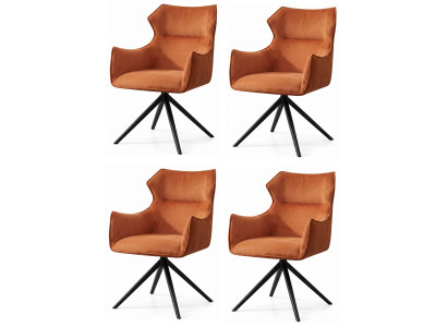 Nobler Design Esszimmerstühle 4er Set Orange Textil Lounge-Stuhl Edel