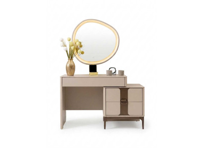 Schminktisch Beige Modern Luxus Spiegel Set Frisiertisch Tisch