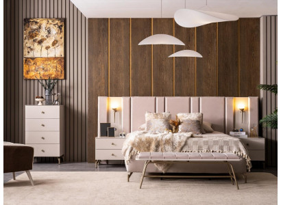 Schlafzimmer Set Bettanlage Bettbank Modern Beige Komfortabel Zeitlos