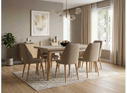 Essgruppe Beige Modern Luxus Esstisch Stuehle Gruppe Tisch