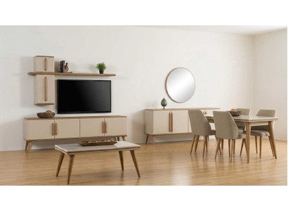 Wohnzimmer Set Beige Modern Luxus Tv Board Esstisch Sideboard
