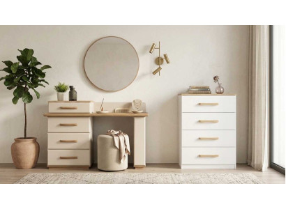 Schlafzimmer Set Beige Modern Luxus Schminktisch Spiegel Kommode