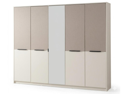 Großer beiger Kleiderschrank Holzschrank mit Einlegeböden