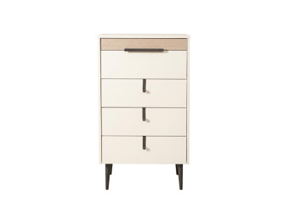 Beigefarbene hohe Kommode Holzkommode modernes Design Schlafzimmermöbel