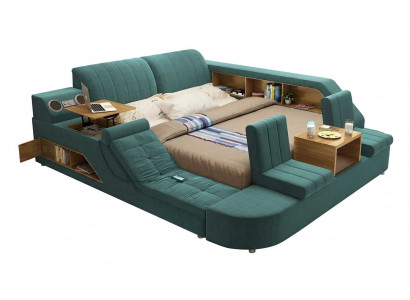 Elegantes Multifunktionsbett Grün Stauraum Tisch und modernem Schlafkomfort