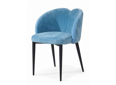 Glamour Modern Esszimmerstuhl Blau Himmelblau Textil Polsterstuhl