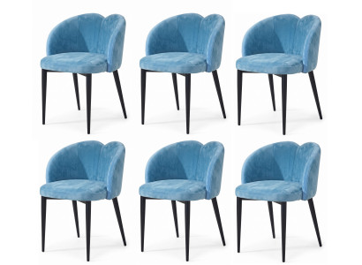 Exquisite Esszimmerstühle 6er Set Blau Himmelblau Textil Feingliedrige