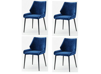 Sanftes Minimal-Design Esszimmerstühle 4er Set Blau Königsblau Textil