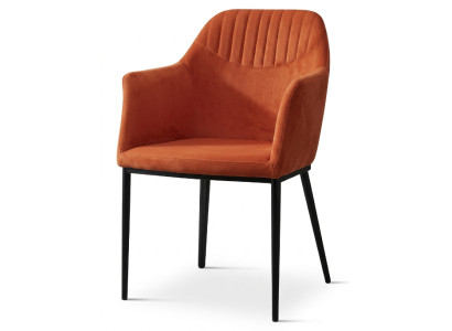 Luxuriöser Esszimmerstuhl Orange Textil Armlehnenstuhl Steppung Design