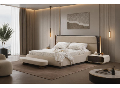 Schlafzimmer Set Bettanlage Modern Beige Luxus Gemütlich Komfortabel