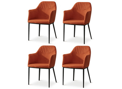 Erstklassige Esszimmerstühle 4er Set Orange Textil Armlehnenstühle
